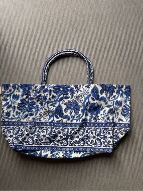 Blue Floral Canvas Tote Bag - Alice Bell